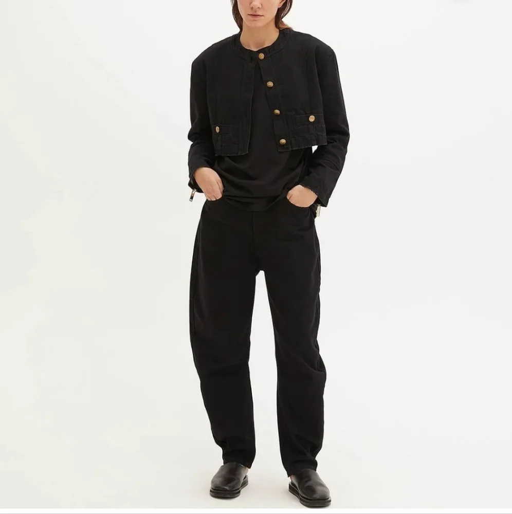 HALFBOY Banana Leg Jeans Women's 31 Black Denim barrel NWTs‎ timeless luxury